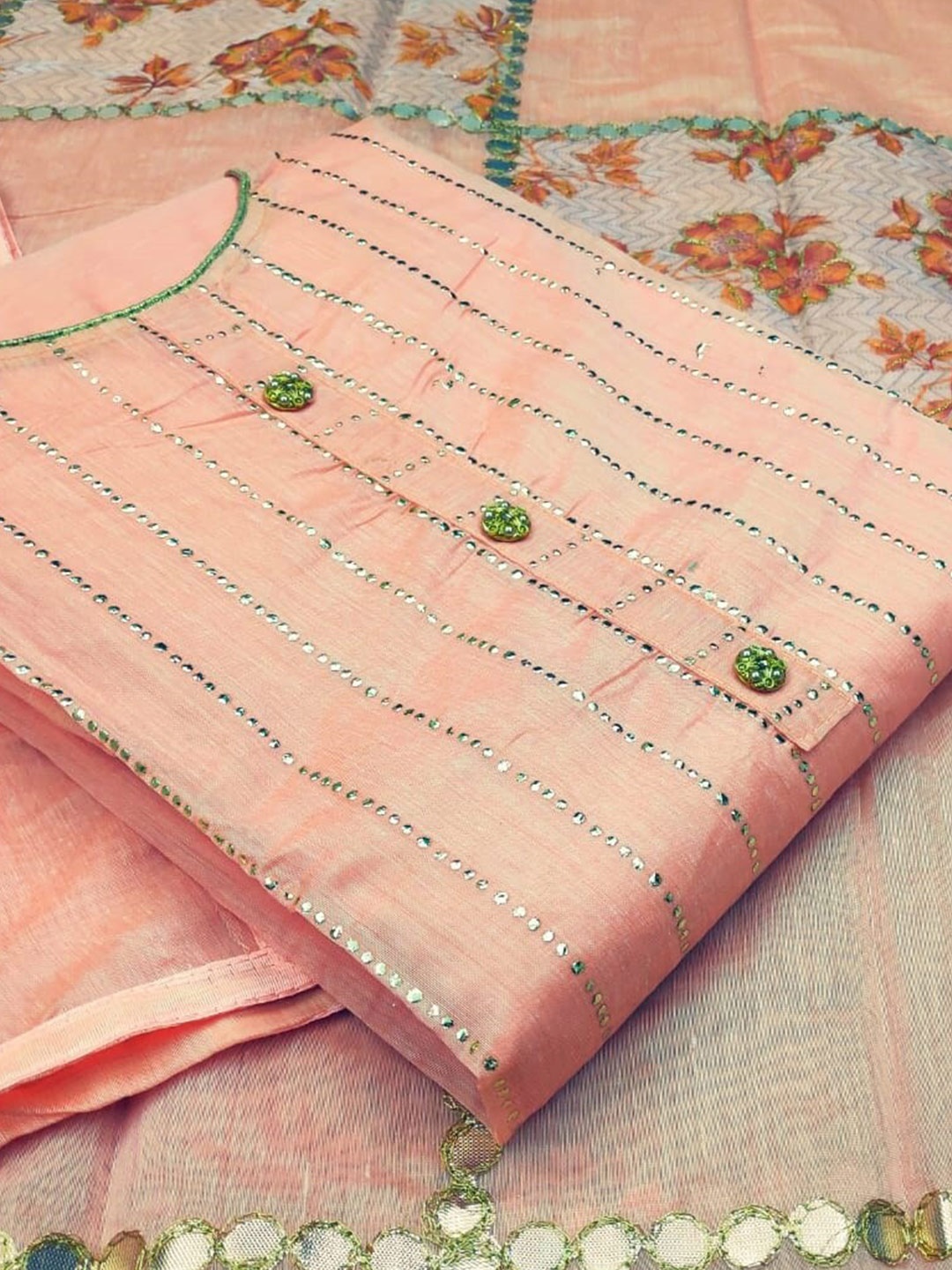 

MANVAA Pink Embellished Unstitched Dress Material