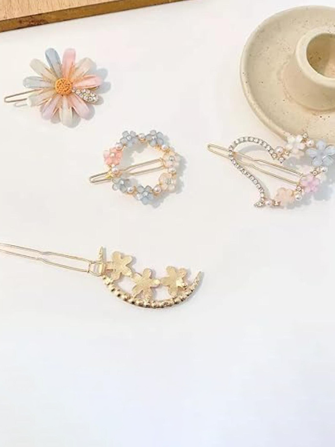 

DN Creation Set of 4 Flower Claw Clips, Gold