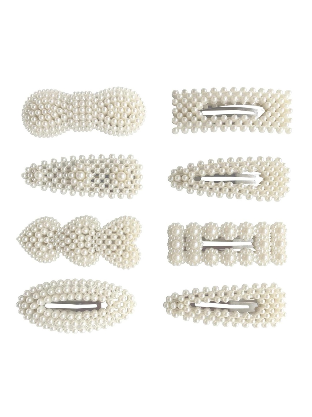 

DN Creation Set of 8 Pearl Beaded Style Hair Claw Clips, White