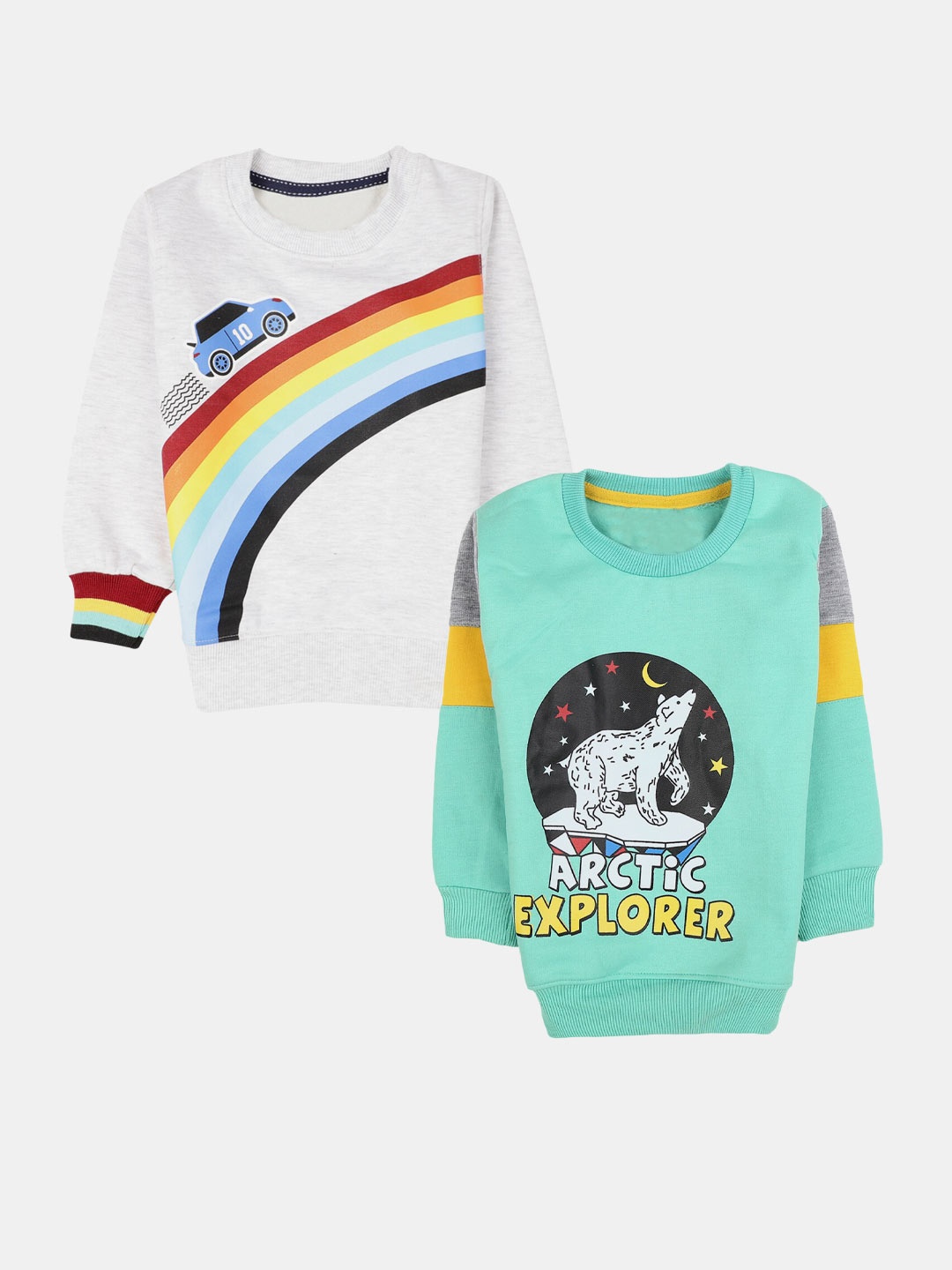 

V-Mart Boys Pack of 2 Graphic Printed Cotton Pullover, Grey