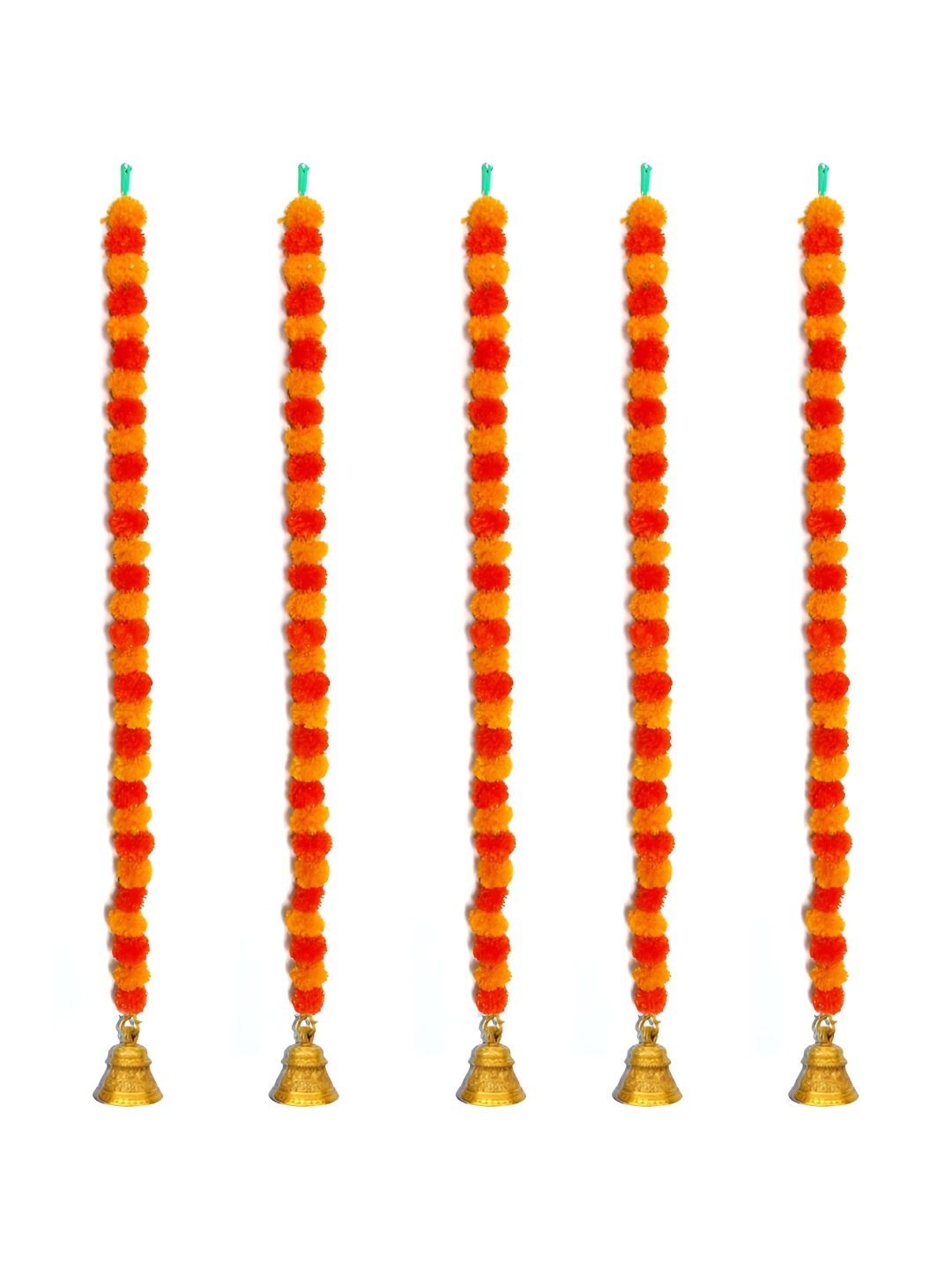 

iHandikart Orange & Yellow 5-Pcs Hanging Marigold Artificial Flower