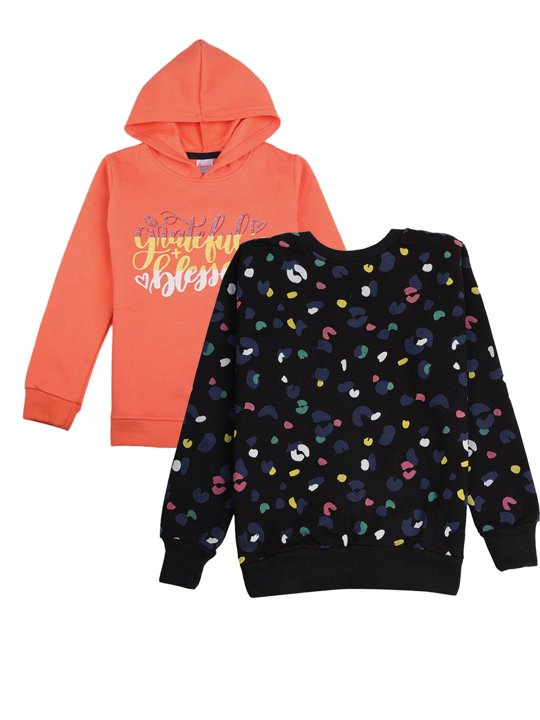 

V-Mart Girls Pack Of 2 Printed Cotton Pullover, Orange