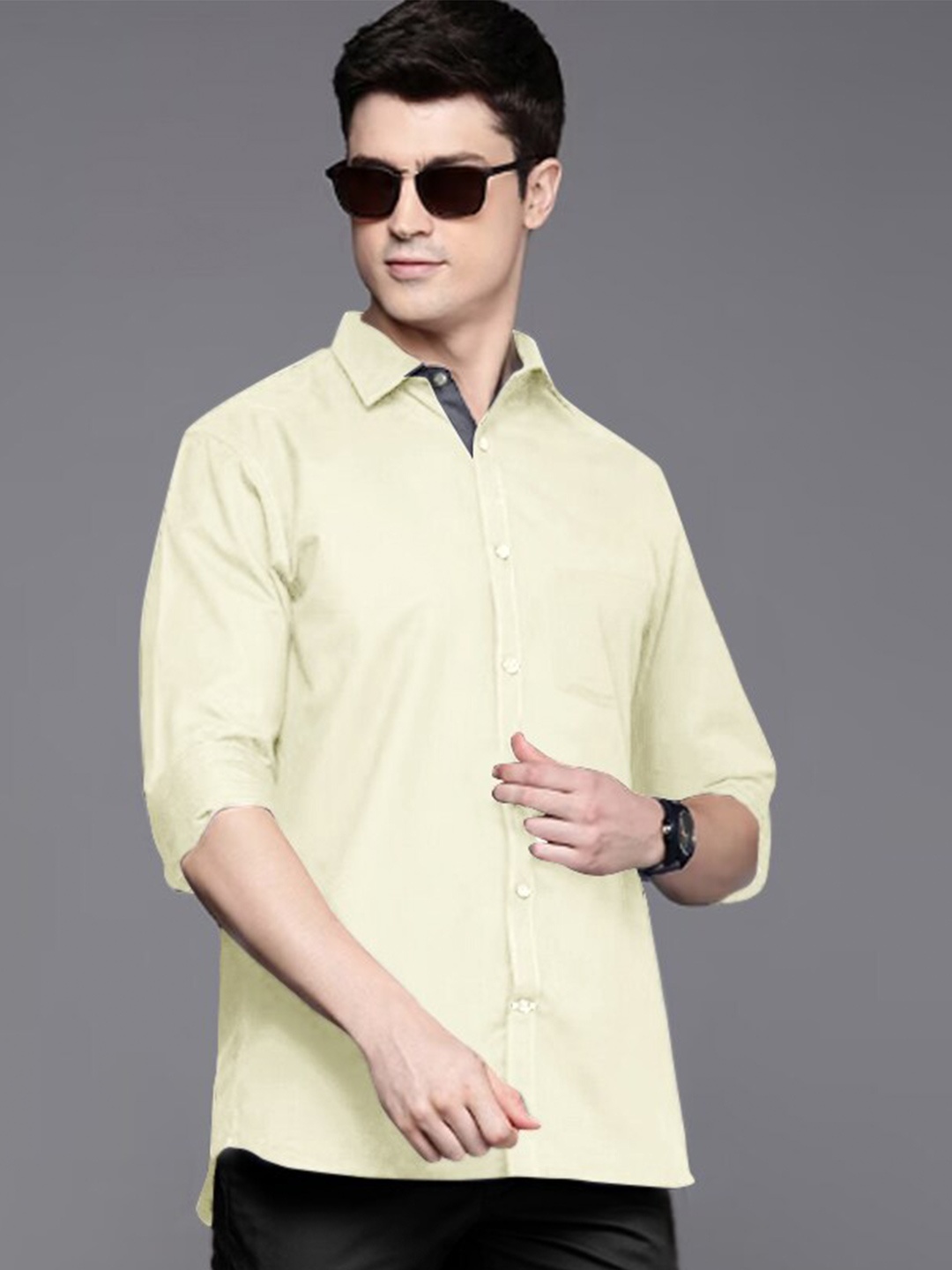 

Tee Projekt Standard Spread Collar Casual Shirt, Yellow