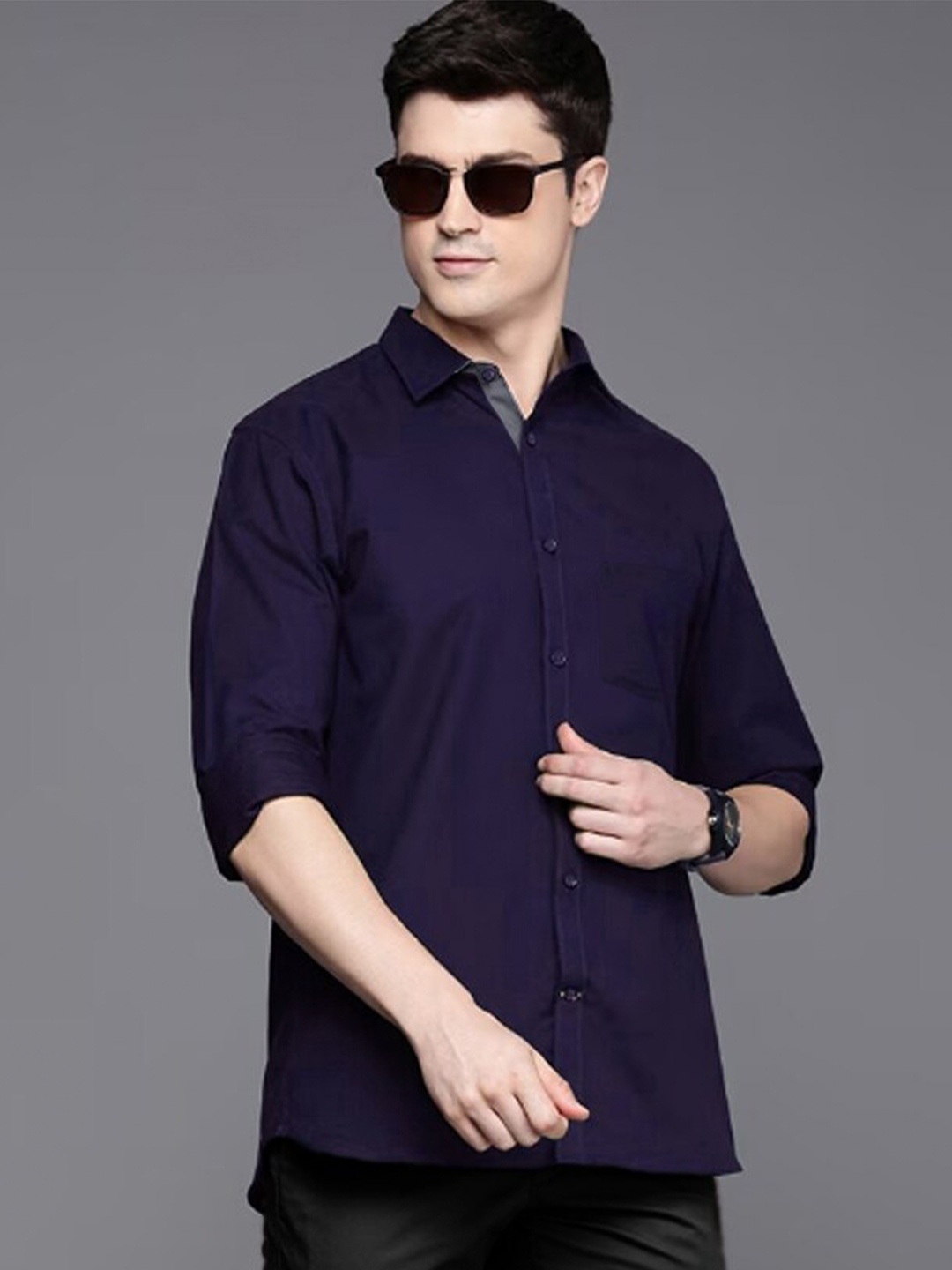 

Tee Projekt Standard Spread Collar Casual Shirt, Purple