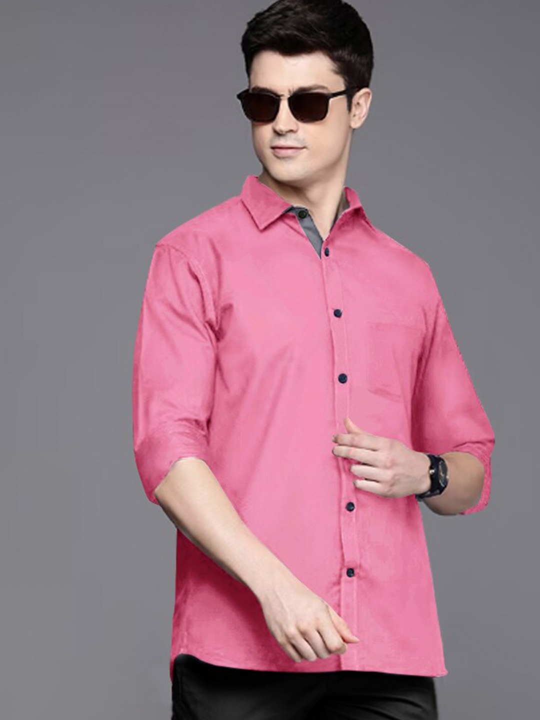 

Tee Projekt Standard Spread Collar Casual Shirt, Pink