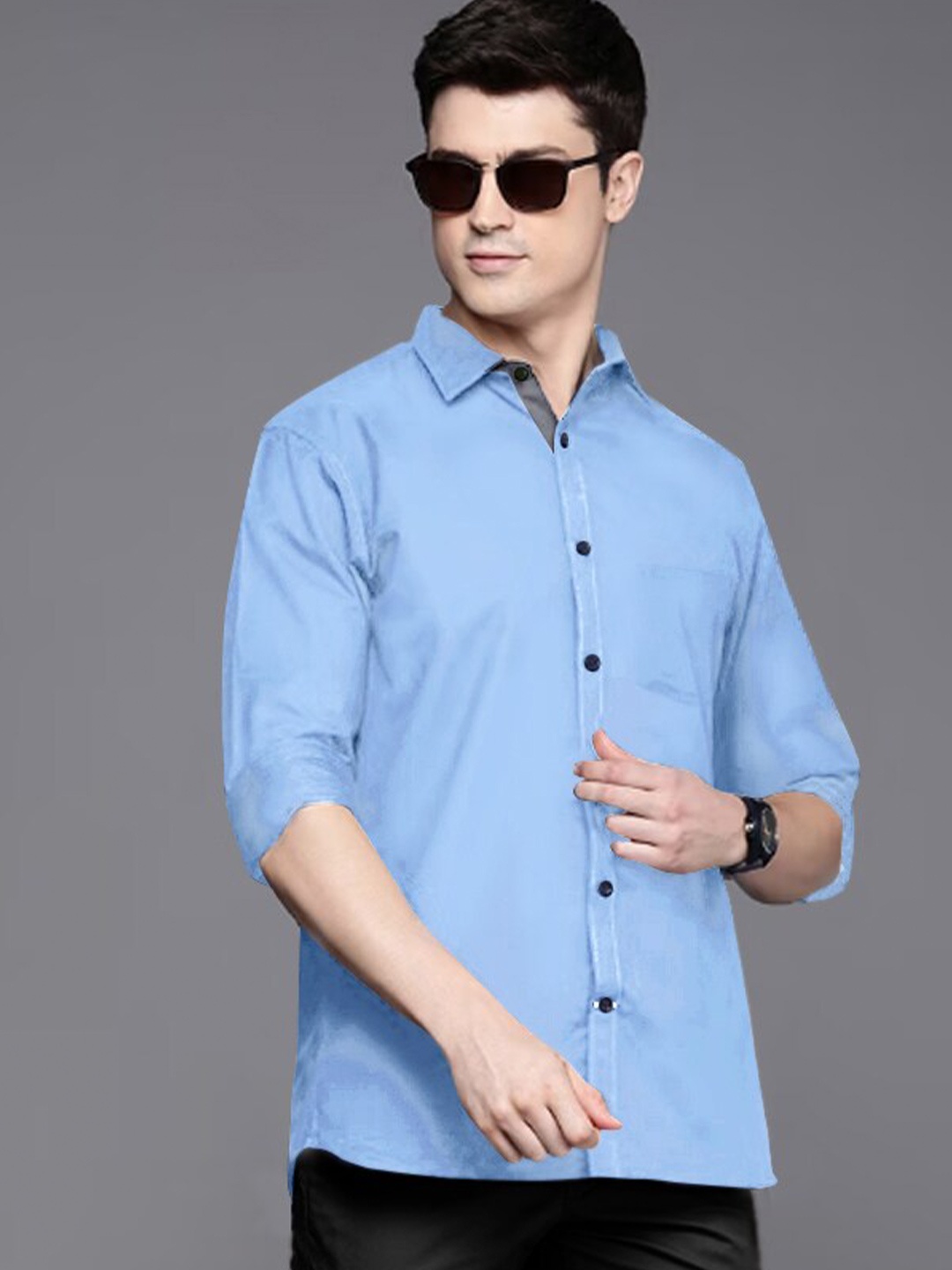 

Tee Projekt Standard Spread Collar Casual Shirt, Blue