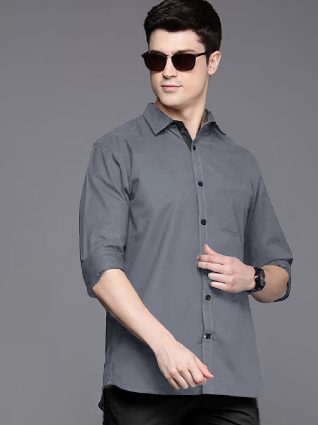 

Tee Projekt Standard Spread Collar Casual Shirt, Grey