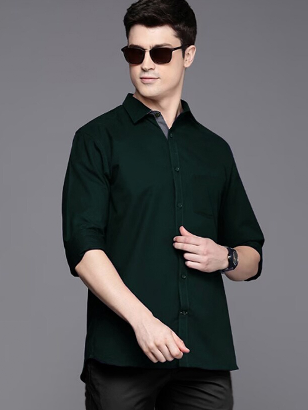 

Tee Projekt Standard Spread Collar Casual Shirt, Green