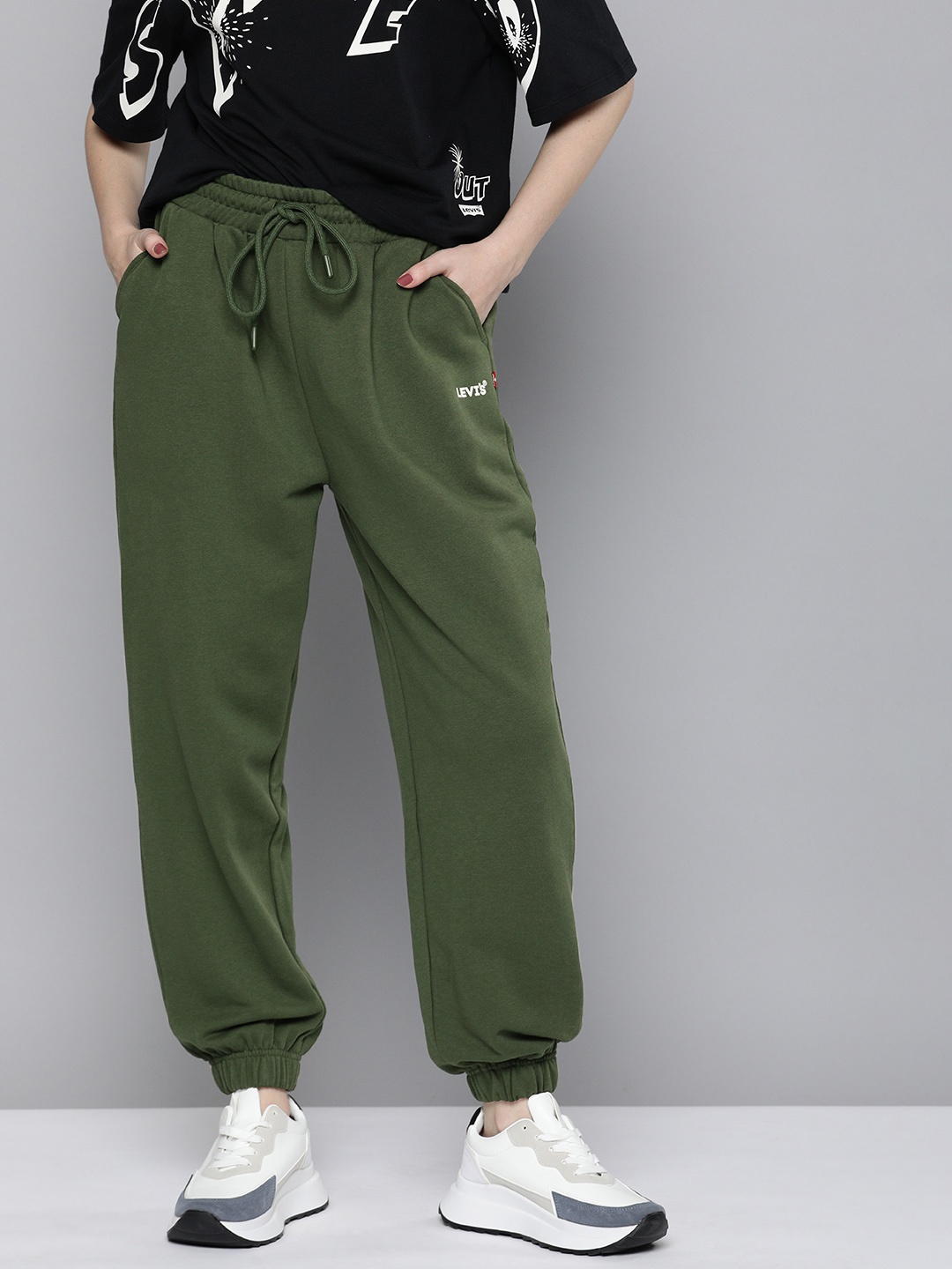 

Levis Women Solid High Rise Joggers Trousers, Green