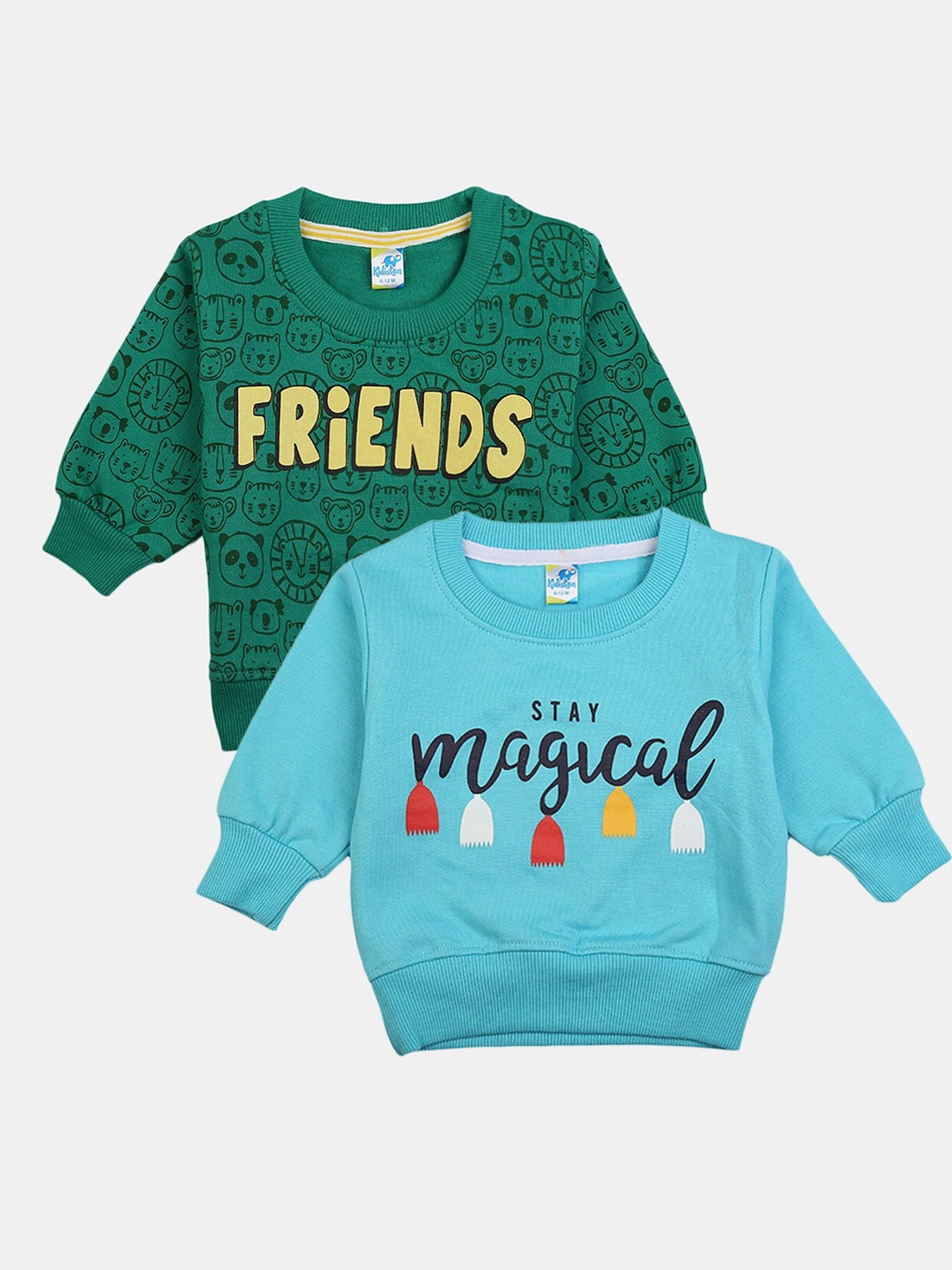

V-Mart Kids Pack Of 2 Printed Cotton Pullover Sweatshirts, Turquoise blue