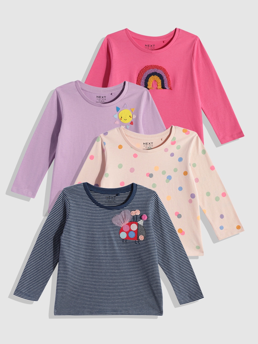 

NEXT Girls Pack of 4 Pure Cotton T-shirts, Multi