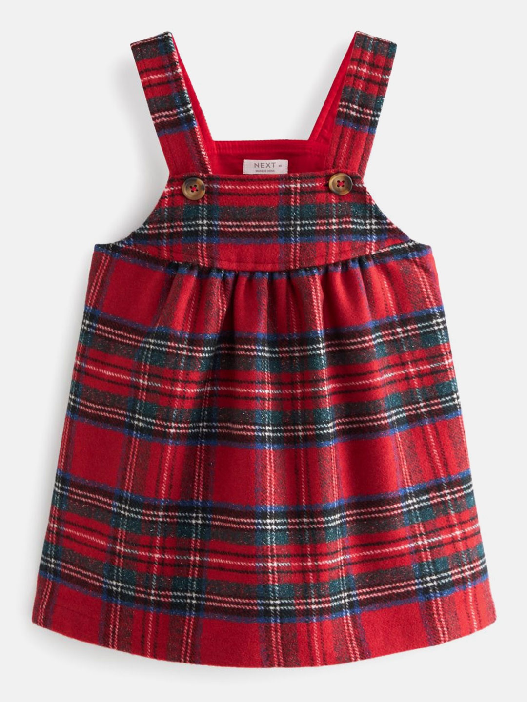 

NEXT Infant Girls Checked Pinafore Dress, Red