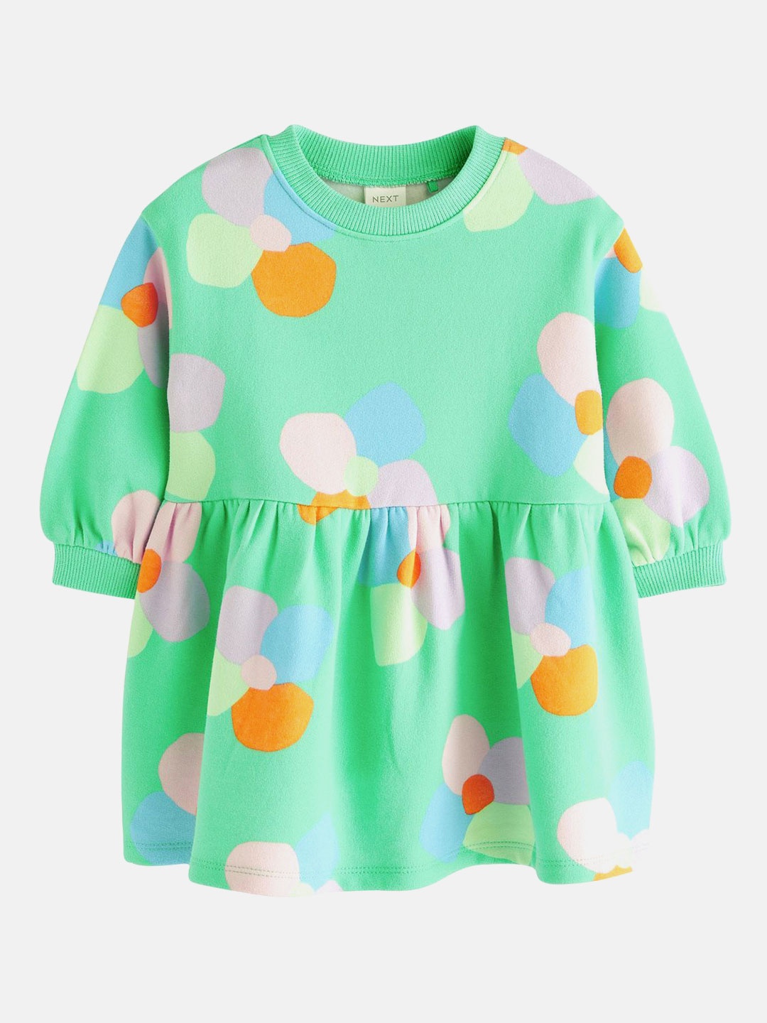 

NEXT Infant Girls Polka Dots Printed Fit & Flare Dress, Green