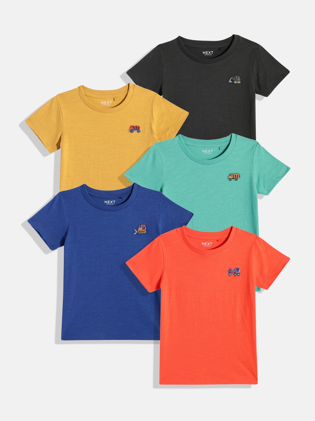 

NEXT Boys Pack of 5 Solid T-shirts, Multi
