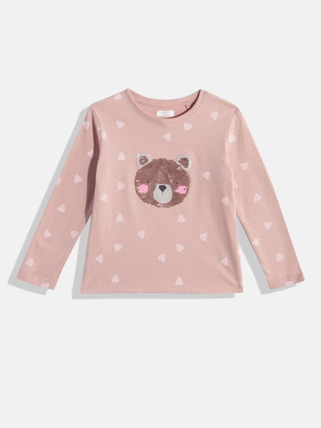 

NEXT Girls Flip Sequin Embellished Pure Cotton T-shirt, Pink