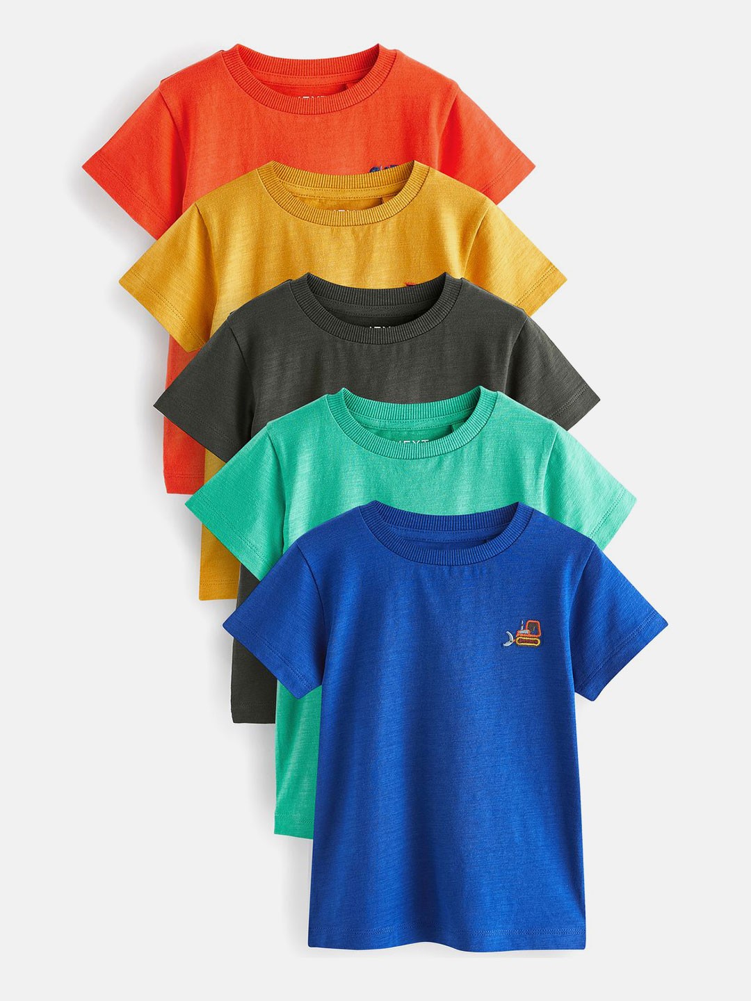 

NEXT Boys Pack of 5 Solid Pure Cotton T-shirt, Multi