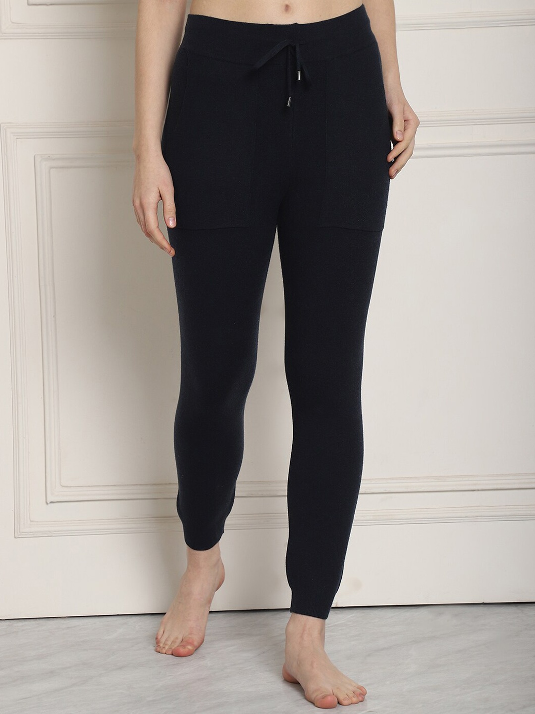 

NEUDIS Women Mid-Rise Lounge Pants, Navy blue