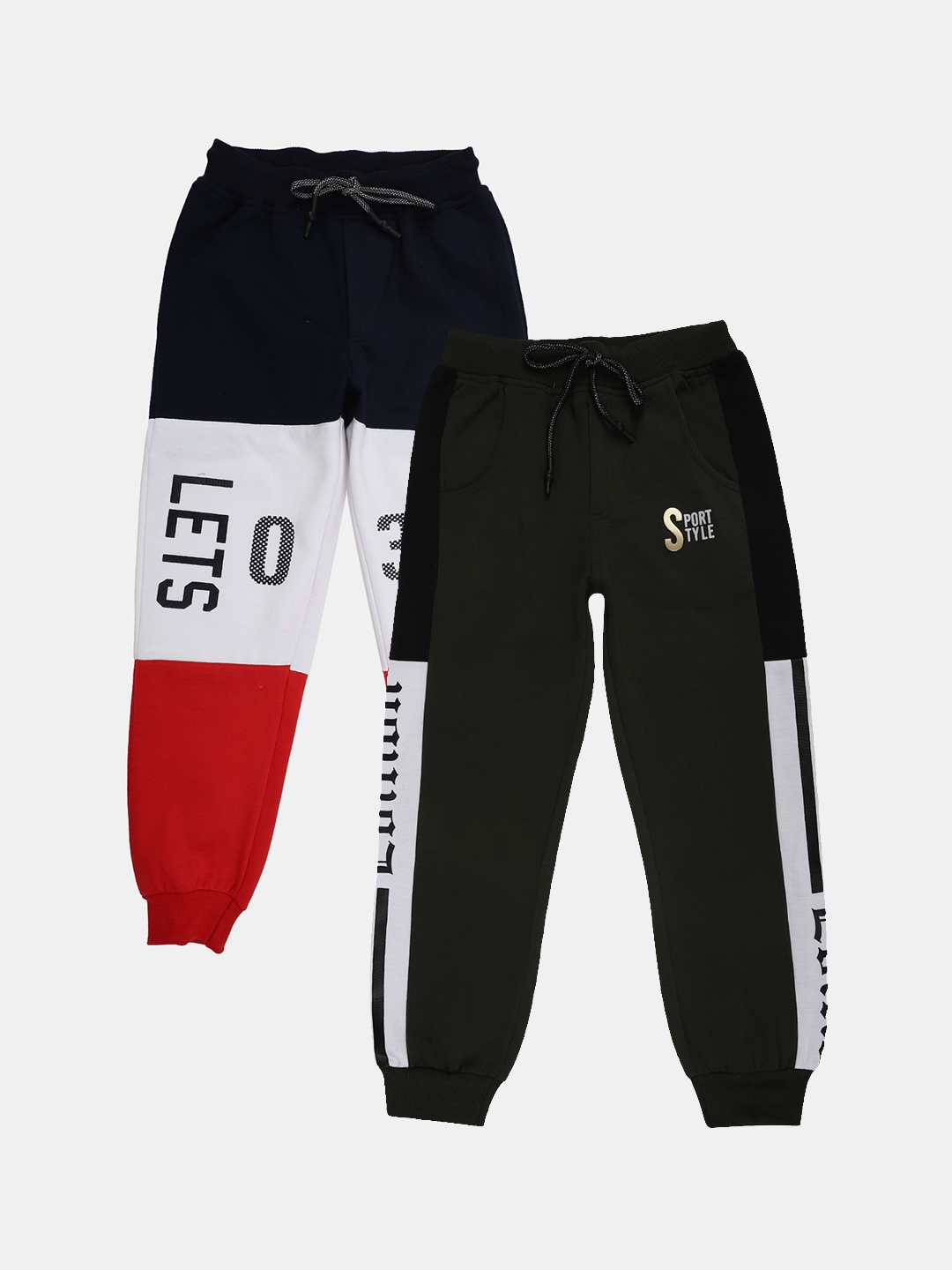 

V-Mart Boys Pack Of 2 Printed Cotton Joggers, Navy blue
