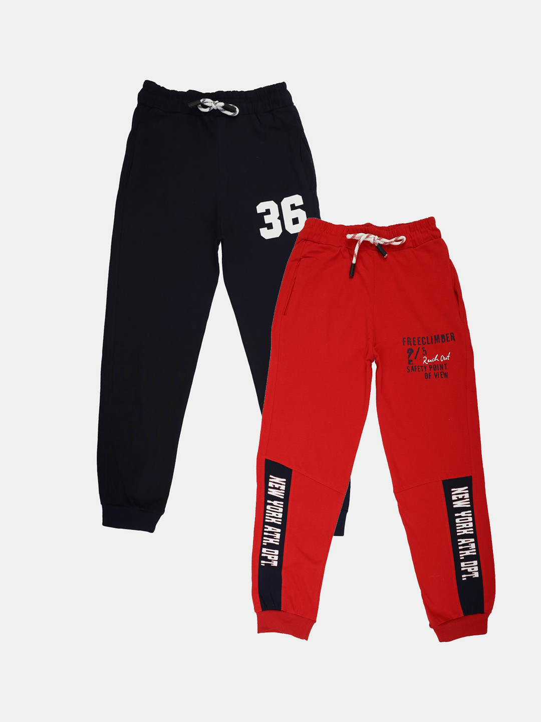 

V-Mart Boys Pack Of 2 Mid Rise Cotton Joggers, Red