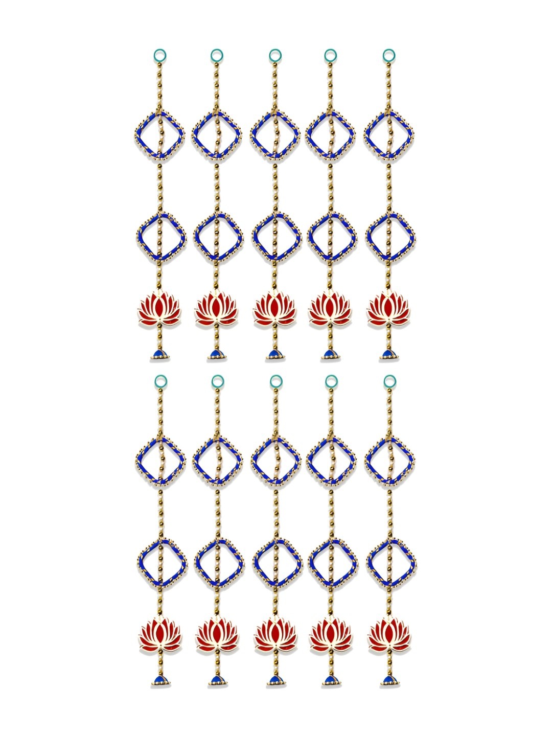 

iHandikart Red & Blue 10 Pieces Wall Hanging With Lotus Artificial Flowers