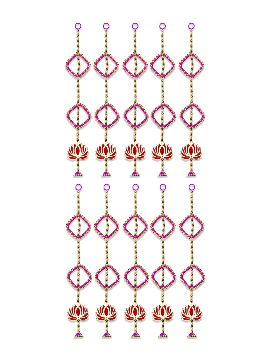 

iHandikart Red & Pink 10 Pieces Wall Hanging With Lotus Artificial Flowers