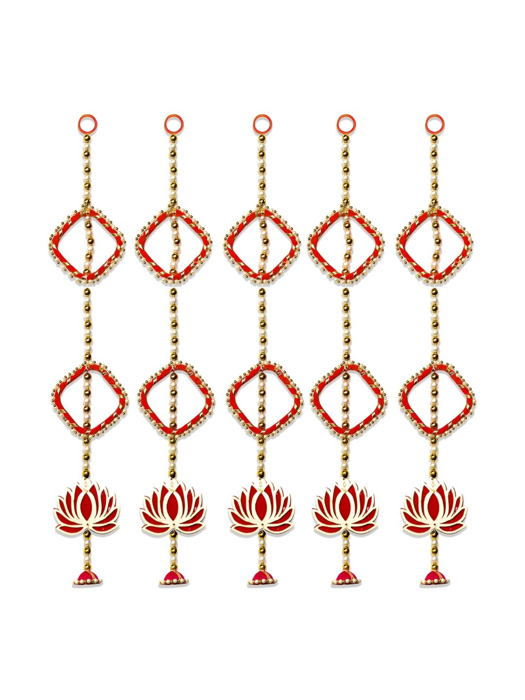 

iHandikart Red 5 Pieces Hanging Artificial Flower