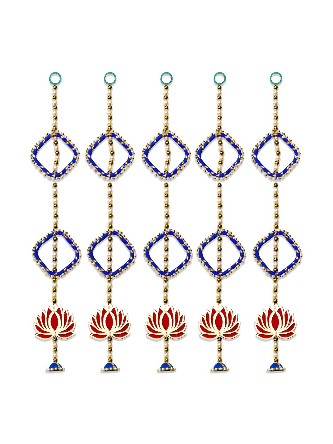 

iHandikart Blue & Red 5 Pieces Hanging Artificial Flower