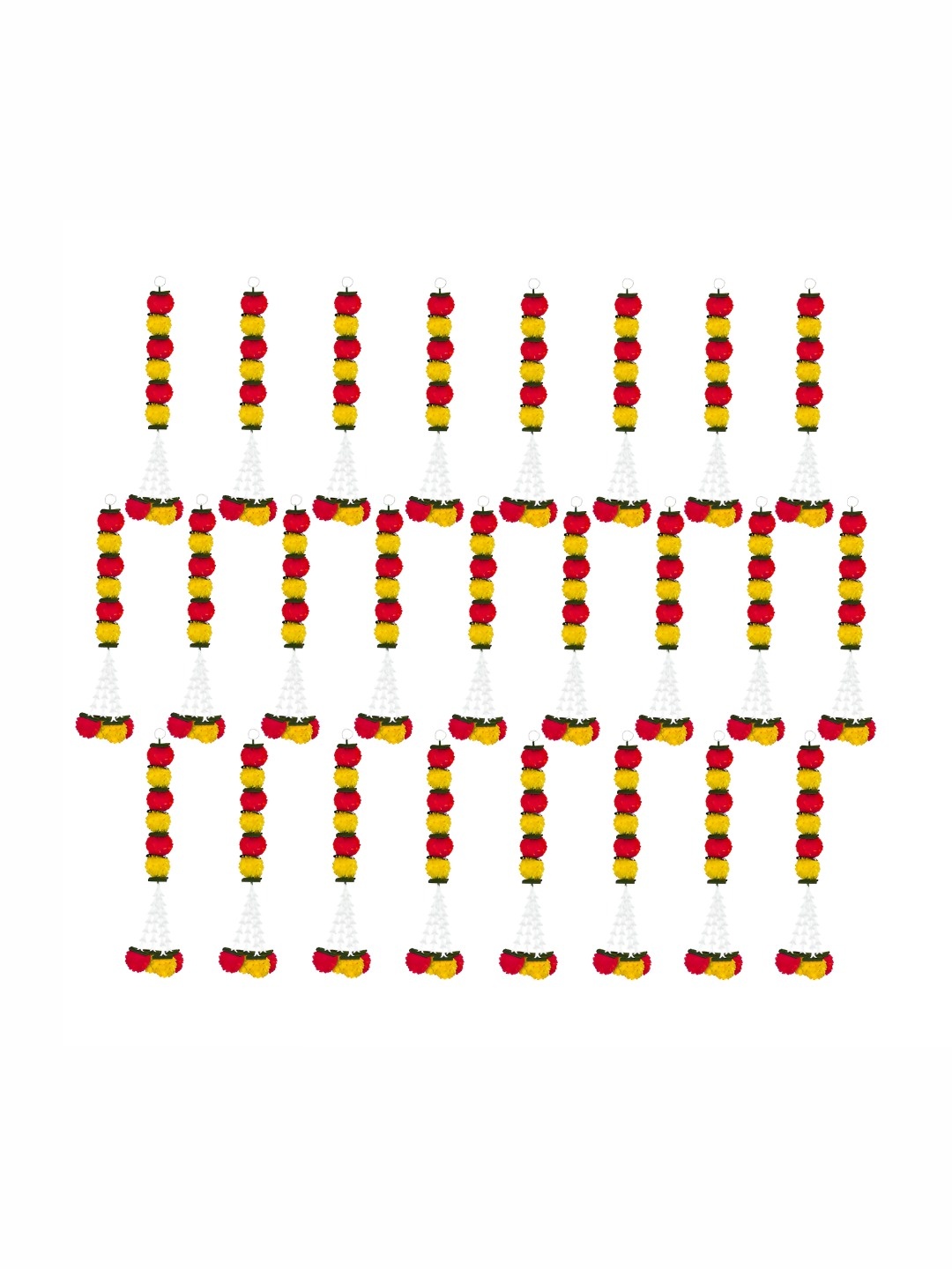

iHandikart Red 25 Pieces Hanging Marigold With Tuberose Jhumka Artificial Flower