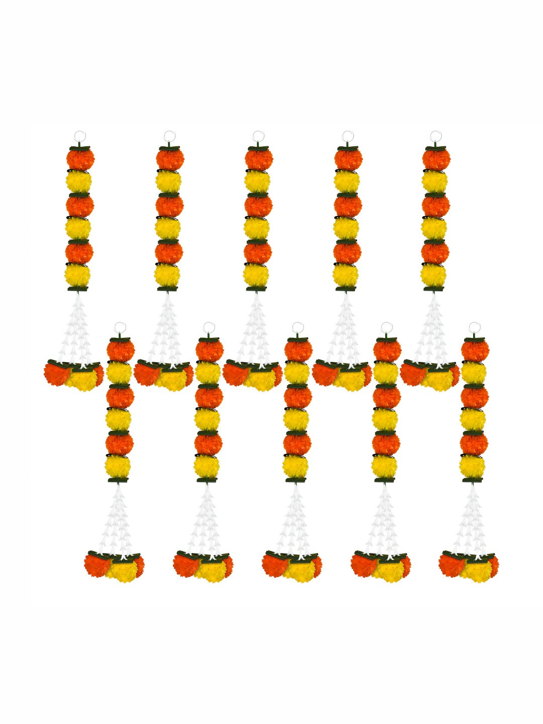 

iHandikart Orange & Yellow 10 Pieces Hanging Marigold Artificial Flowers