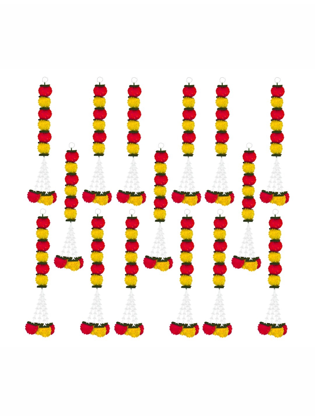 

iHandikart Red & Yellow 15 Pieces Hanging Marigold Artificial Flowers