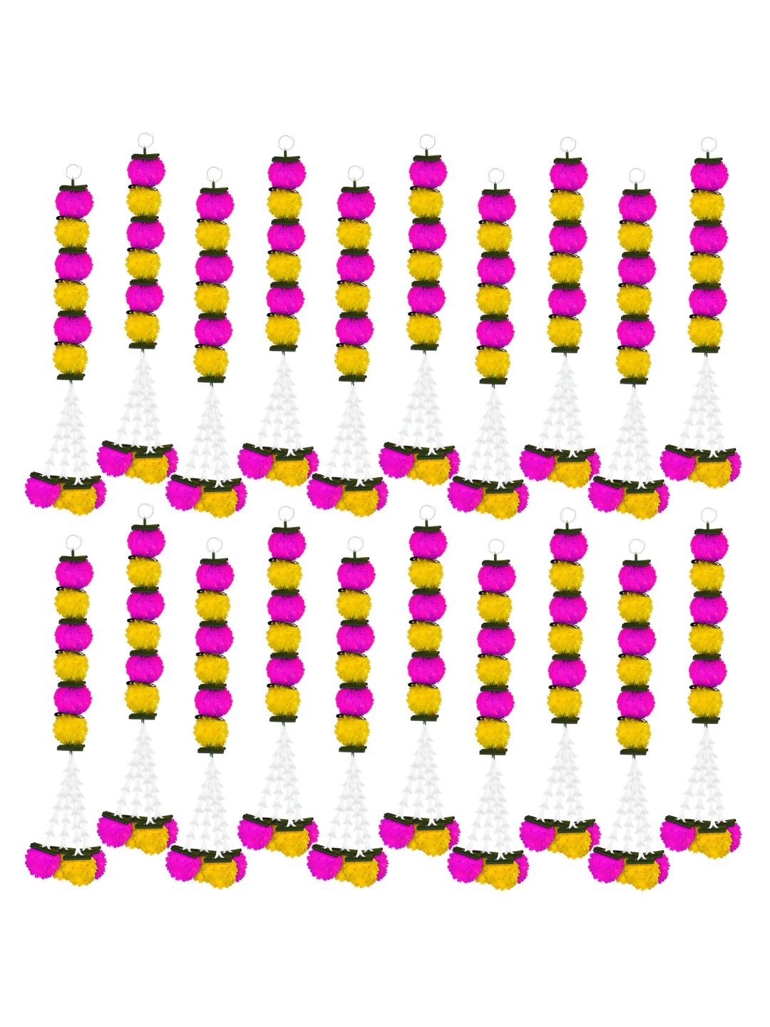 

iHandikart Yellow & Pink 20 Pieces Hanging Marigold Artificial Flowers