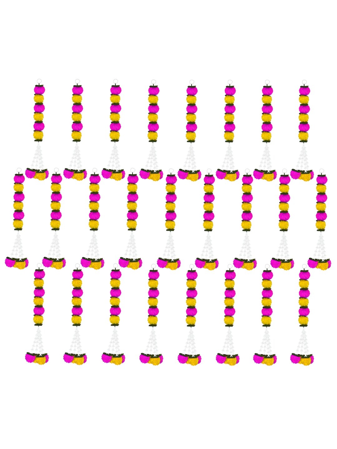 

iHandikart Pink & Yellow 25 Pieces Hanging Marigold Artificial Flowers