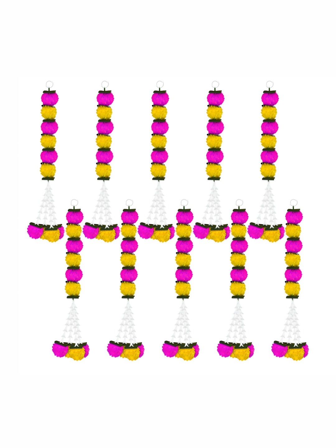 

iHandikart Yellow & Pink 10 Pieces Hanging Marigold Artificial Flowers