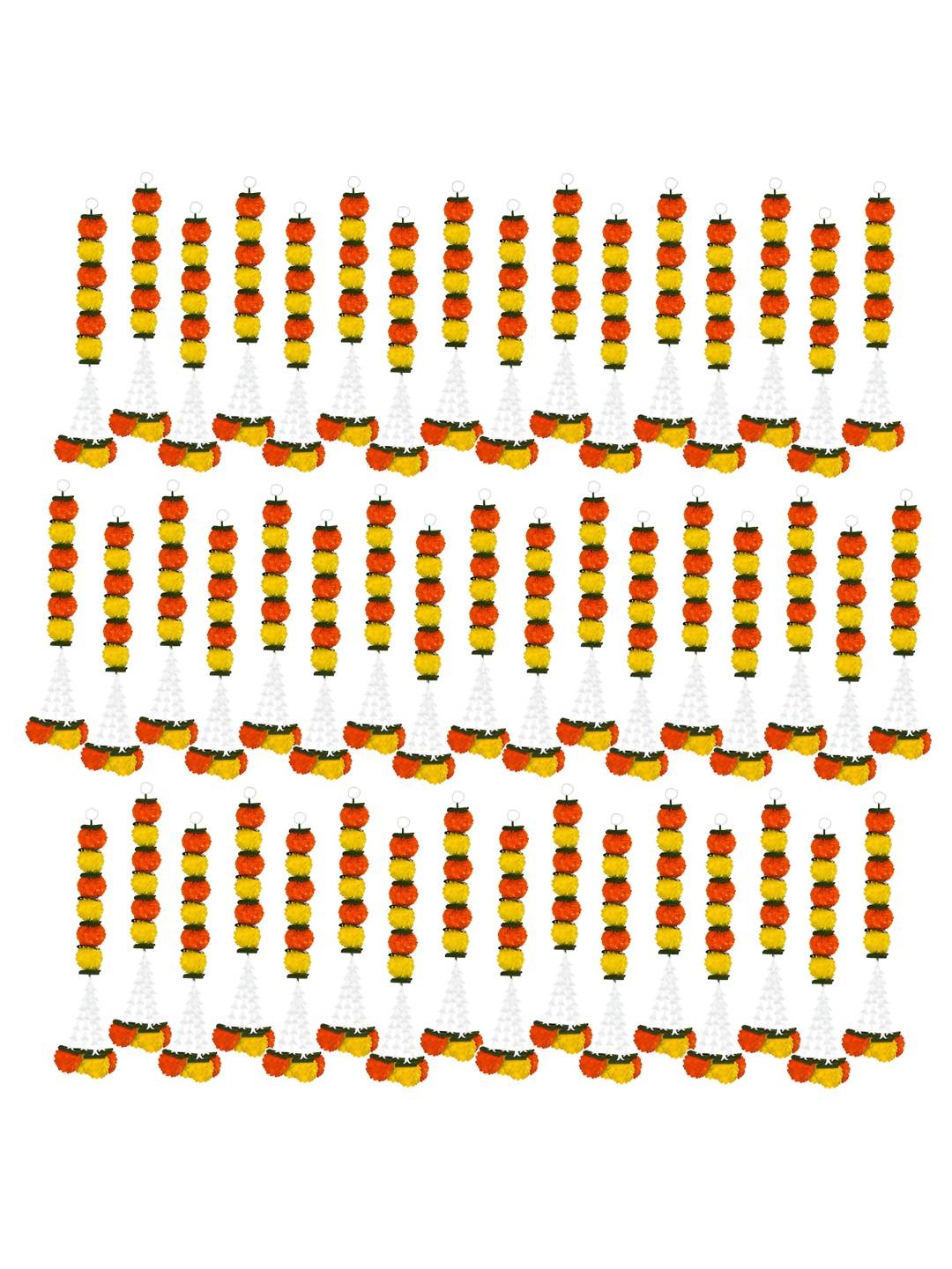 

iHandikart Orange & Yellow 50 Pieces Hanging Marigold Artificial Flowers