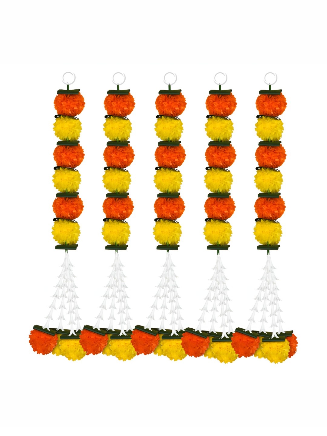 

iHandikart Orange & Yellow 5 Pieces Hanging Marigold Artificial Flowers