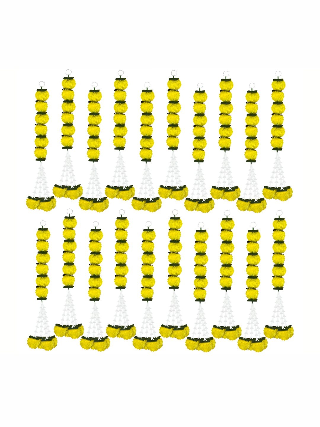 

iHandikart Yellow & White 20 Pieces Hanging Marigold Artificial Flowers