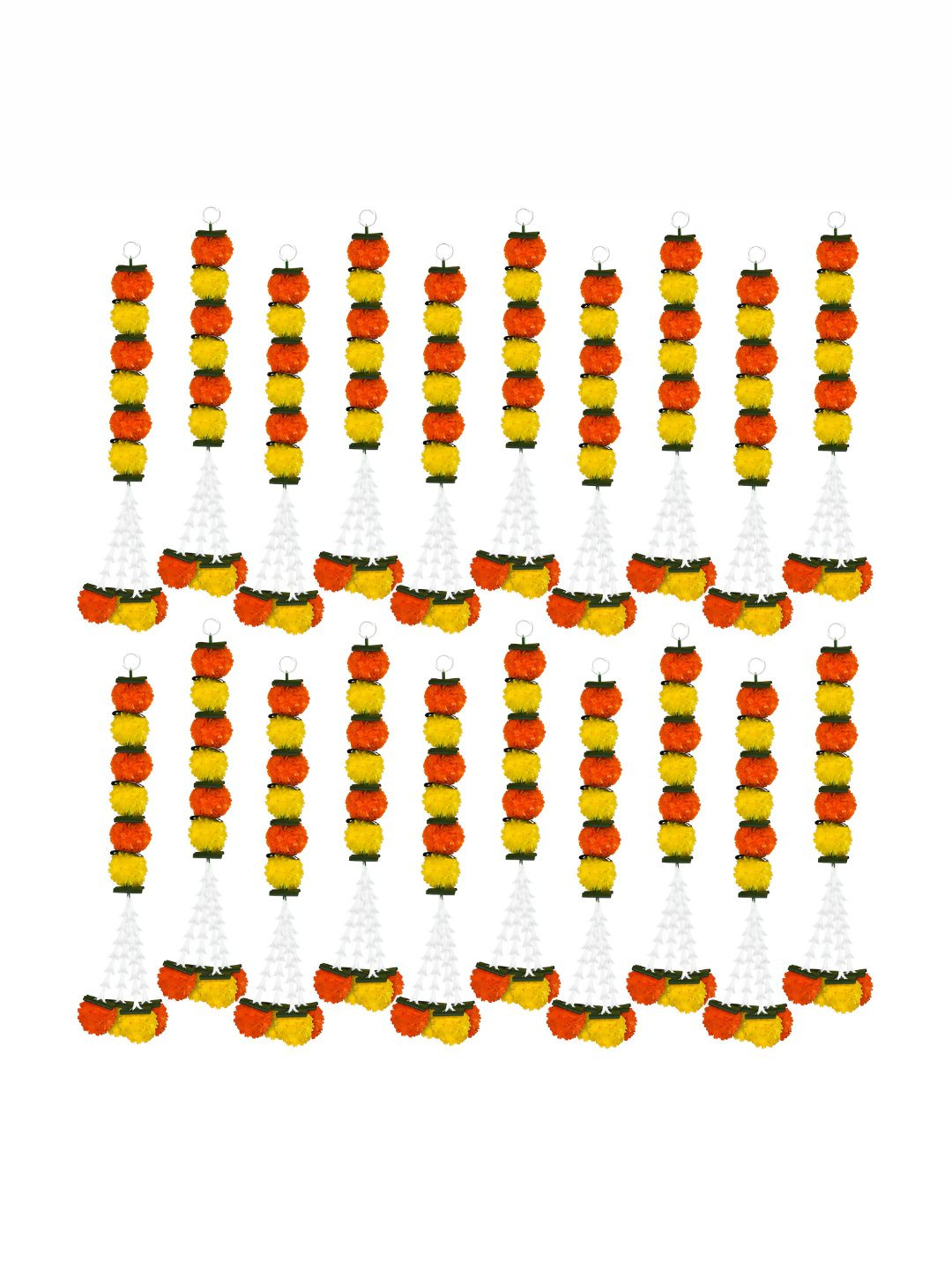 

iHandikart Orange 20 Pieces Hanging Marigold With Tuberose Jhumka, Yellow