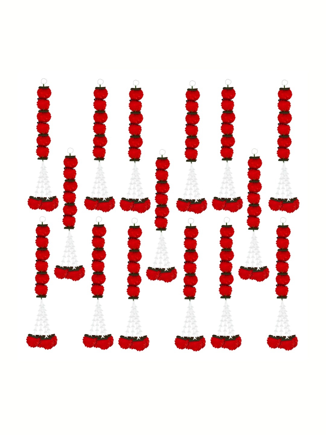 

iHandikart Red 15 Pieces Hanging Marigold With Tuberose Jhumka Artificial Flower