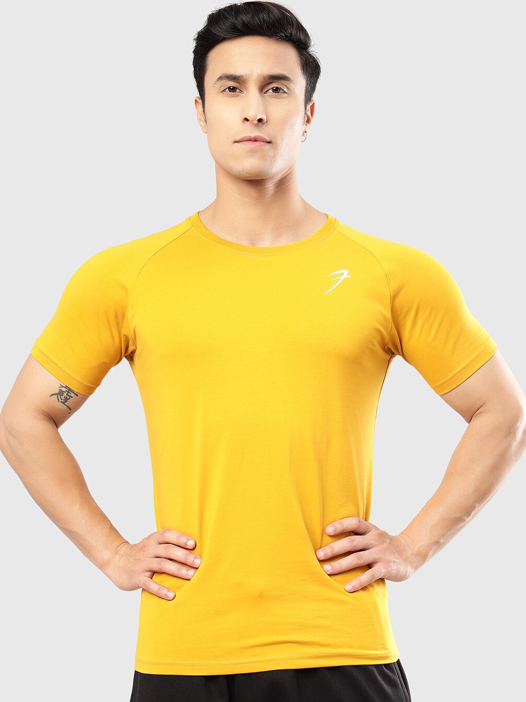 

FUAARK Anti Odour Slim Fit Cotton T-shirt, Mustard