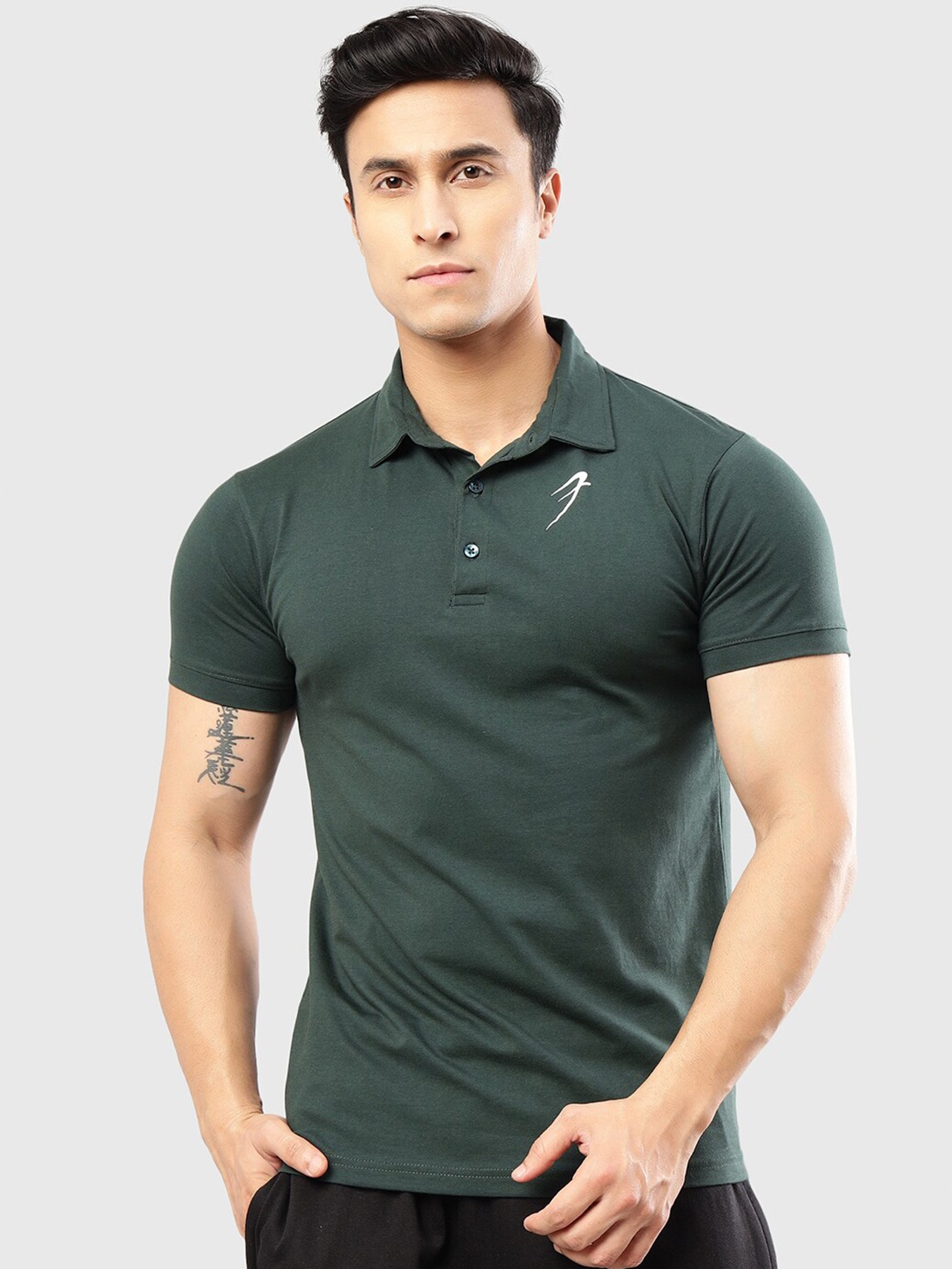 

FUAARK Polo Collar Short Sleeves Moisture Wicking Slim Fit T-shirt, Green