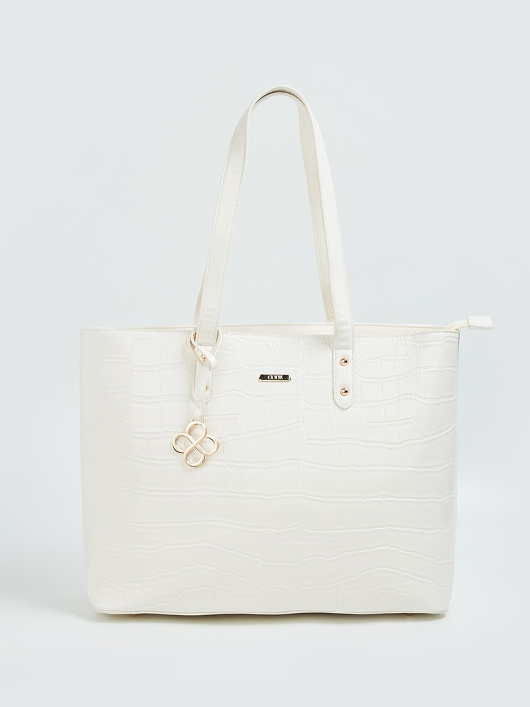 

CODE by Lifestyle Textured Structured Shoulder Bag, White