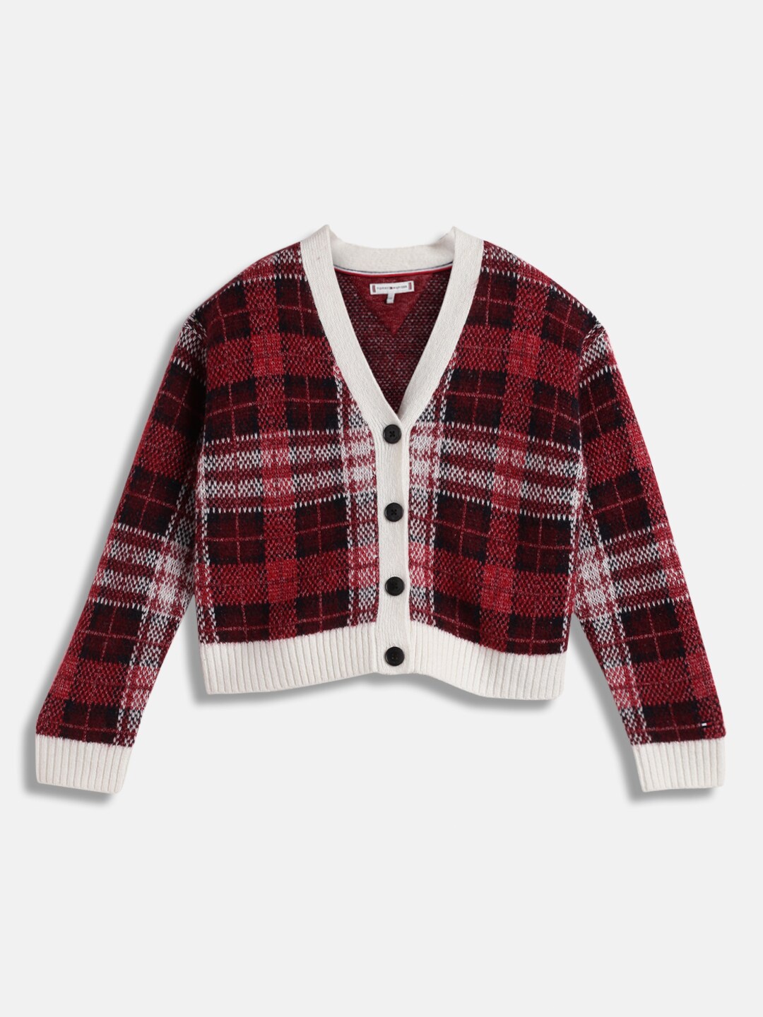 

Tommy Hilfiger Girls Checked Cardigan Sweater, Red