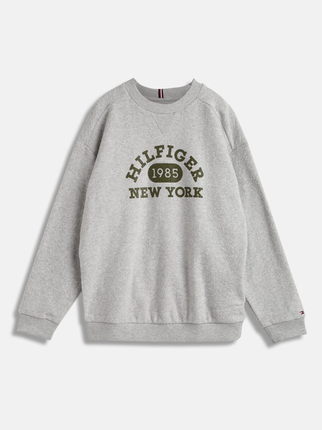

Tommy Hilfiger Boys Typography Printed Pure Cotton Pullover, Grey