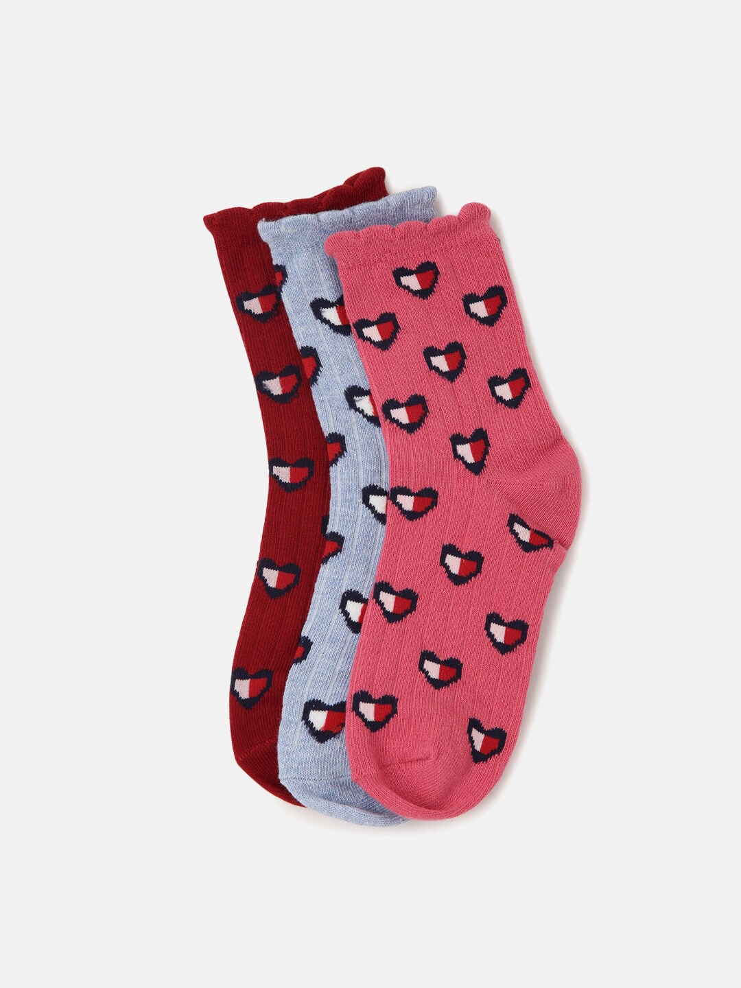 

Tommy Hilfiger Boys Pack Of 3 Printed Cotton Socks, Pink