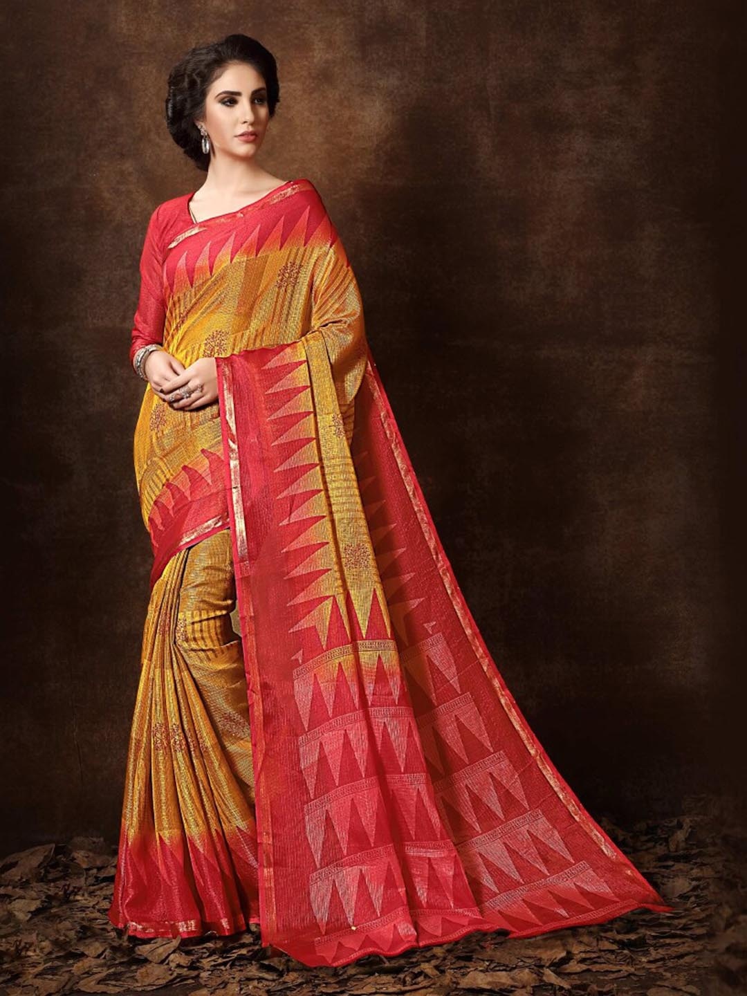 

HRITIKA Ethnic Motifs Printed Saree, Yellow