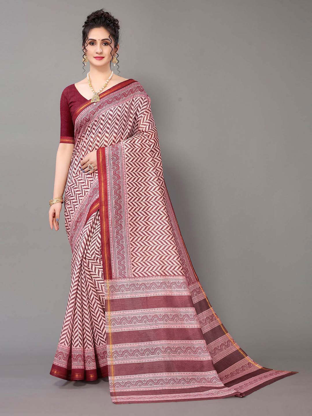 

HRITIKA Ethnic Motifs Printed Zari Art Silk Saree, Purple
