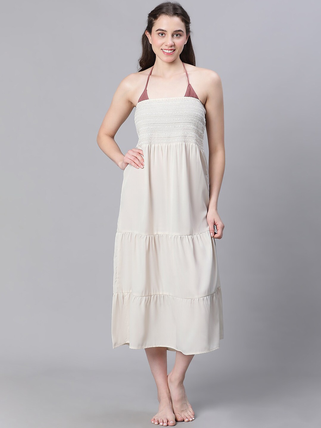 

Oxolloxo Smocked Cover Up Top, Off white