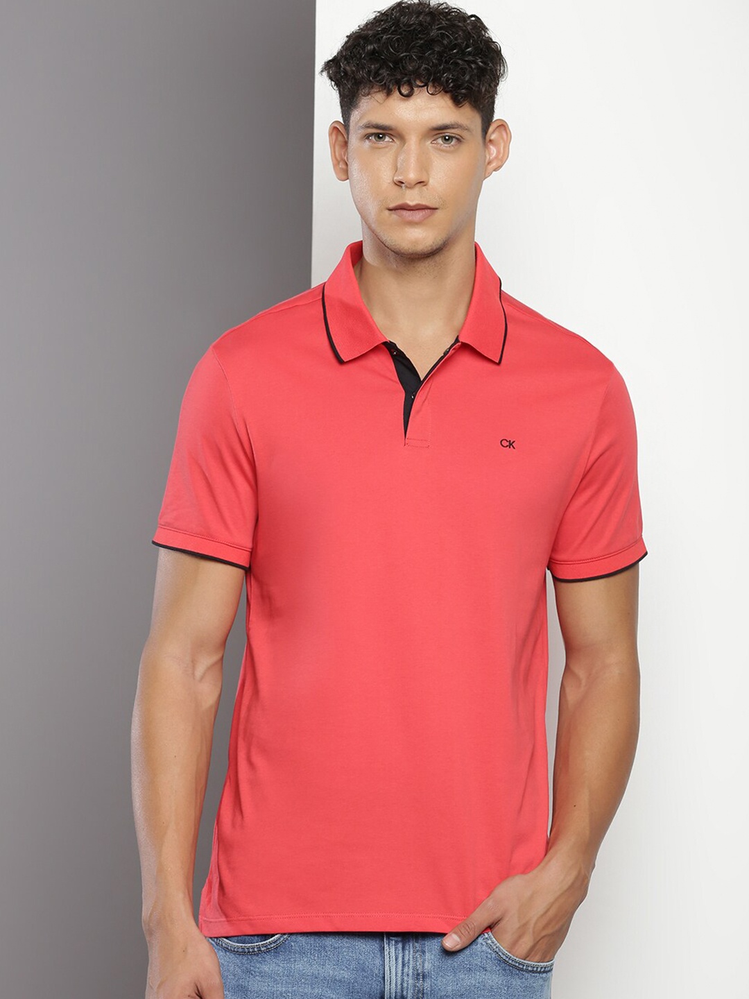 

Calvin Klein Jeans Polo Collar Short Sleeves T-shirt, Red