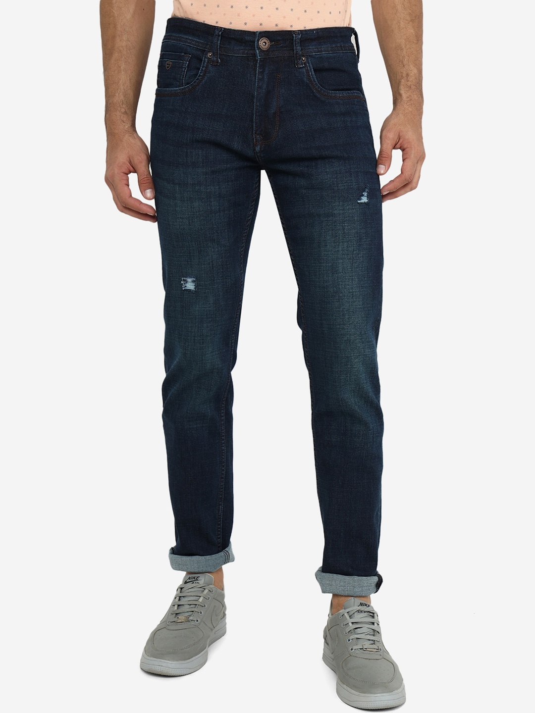 

Greenfibre Men Light Fade Slim Fit Mildly Distressed Jeans, Blue