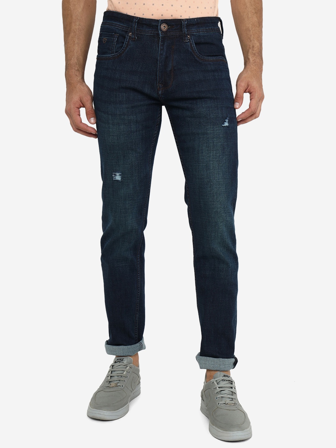 

Greenfibre Men Light Fade Slim Fit Mildly Distressed Jeans, Blue
